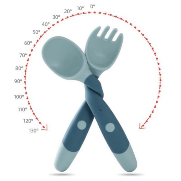 Bộ Dụng Cụ Tập Ăn Cơm,Ăn Dặm Cho Bé.Thìa,Muỗng Uốn Dẻo Tự Nhiên