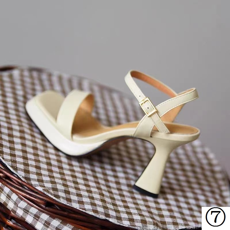 Giày Sandal Cao Gót 9 Hàng Đế Dày Mũi Vuông Chống Nước Màu Hồng Thời Trang Mùa Hè 2022