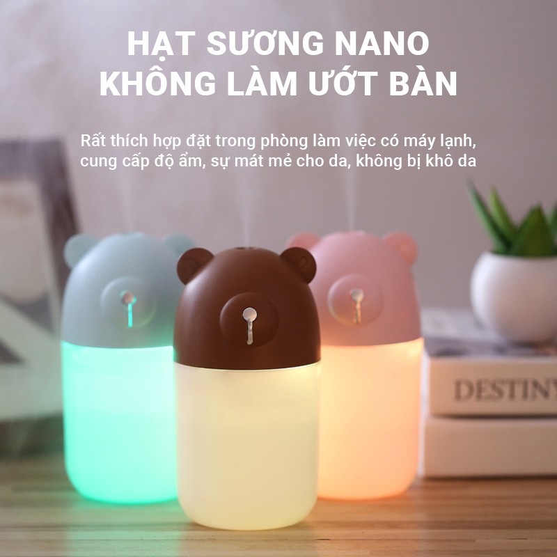 Máy tạo ẩm phun sương M3 lượng sương lớn,hạt sương nano siêu nhỏ dung tích 280ml có đèn LED