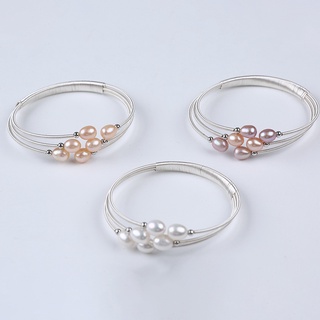  Hàng Bán Chạy Vòng Tay Dạng Hở Xỏ Hạt Ngọc Trai Màu Bạc Điều Chỉnh Được Cho Nữ 