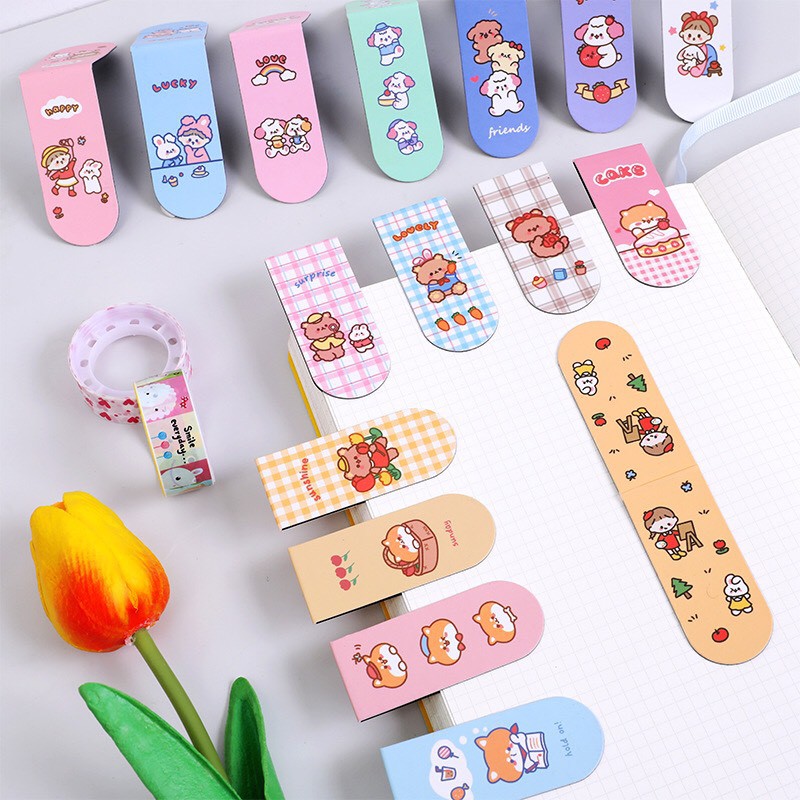 Miếng cài bookmark nam châm đánh dấu trang sách vở cute, Kẹp đánh dấu trang dễ thương