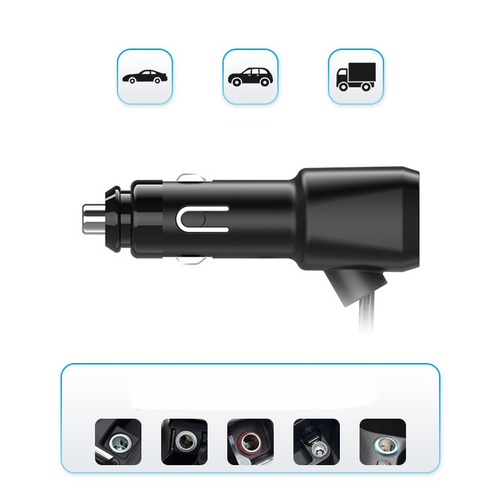 Bộ Chia Tẩu Sạc Shunwei Công Suất Cao 120W 12-24V Dây Kéo Dài Đa Năng
