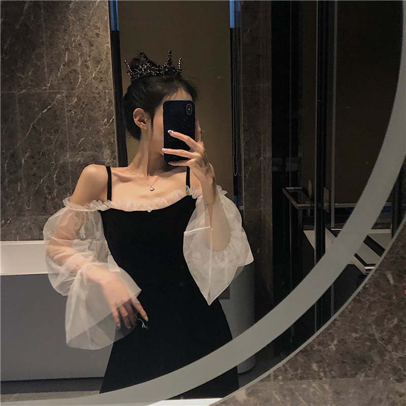 (SẴN) VÁY/ ĐẦM DỰ TIỆC TIỂU THƯ NHUNG TAY PHỐI LƯỚI HÁCH EO SIÊU ĐỈNH MỚI | BigBuy360 - bigbuy360.vn