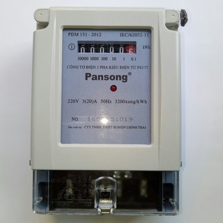 [PANSONG] Công Tơ Điện (Đồng Hồ Điện) 1 Pha 2 Dây Kiểu Điện Tử PS177-3(20)A