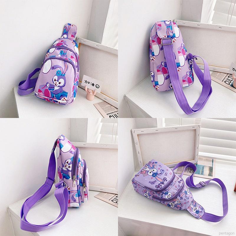 Túi đeo chéo ngực bằng vải canvas in hình thỏ dễ thương đa năng cho bé gái