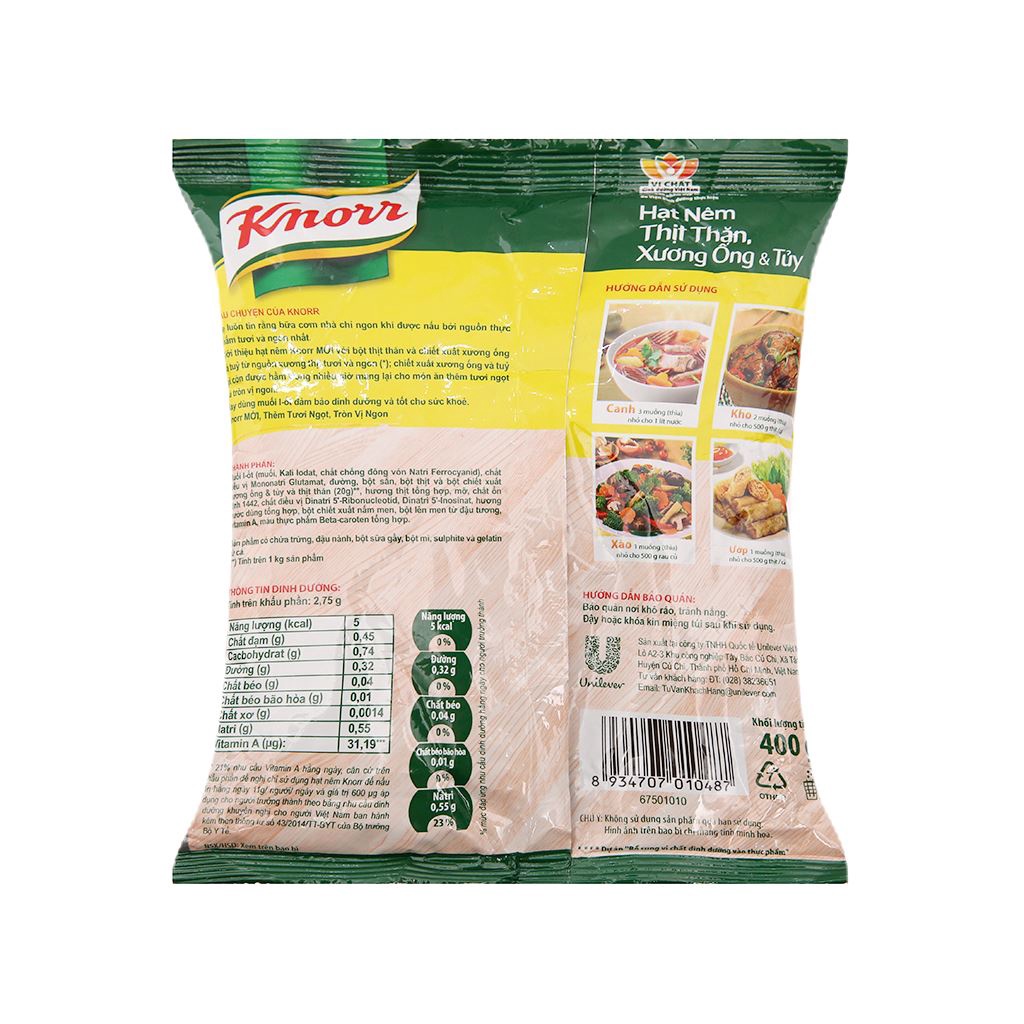 Hạt nêm thịt thăn, xương ống, tủy Knorr gói 400g