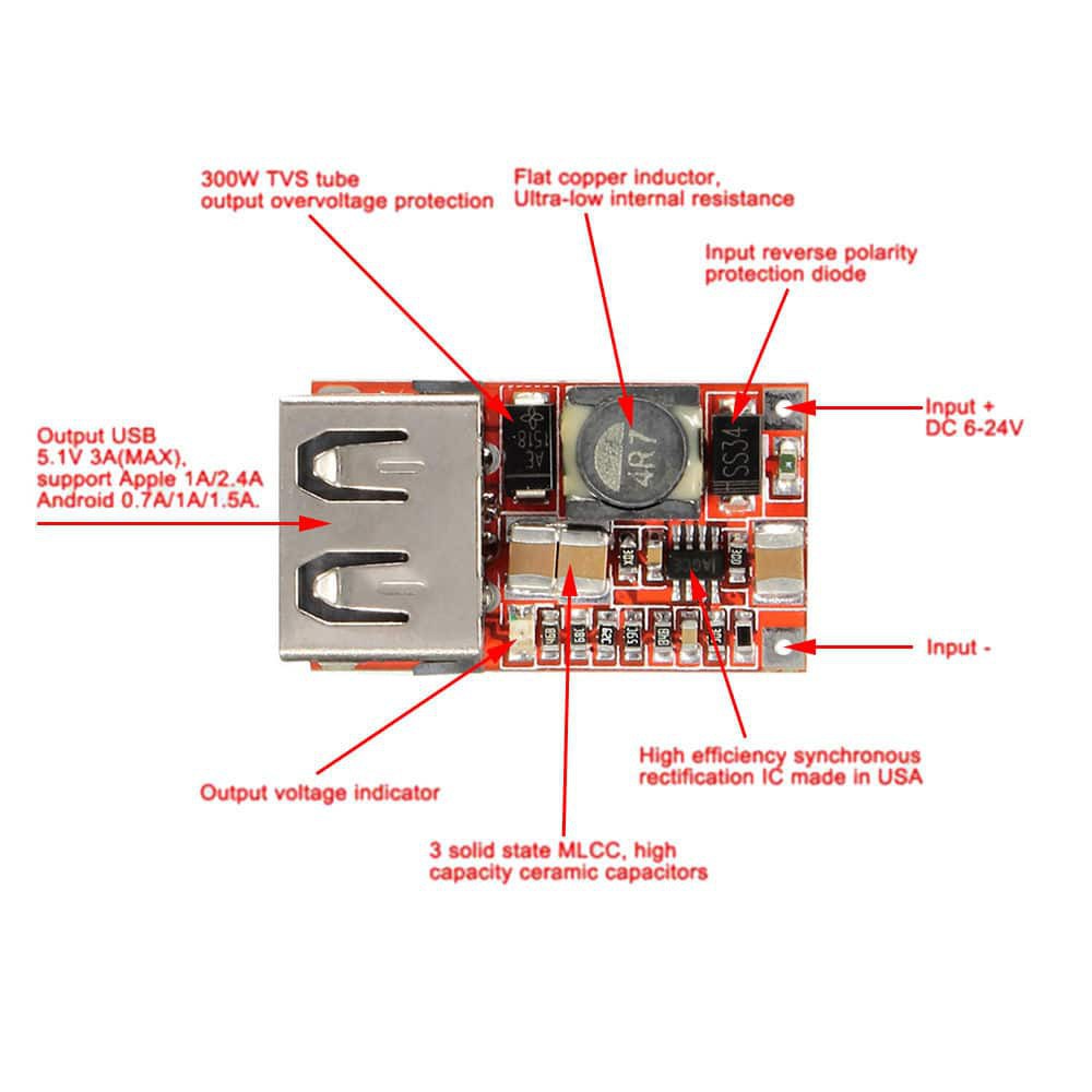 Mạch hạ áp BUCK 6-24V xuống 5V 2.1A max 3A