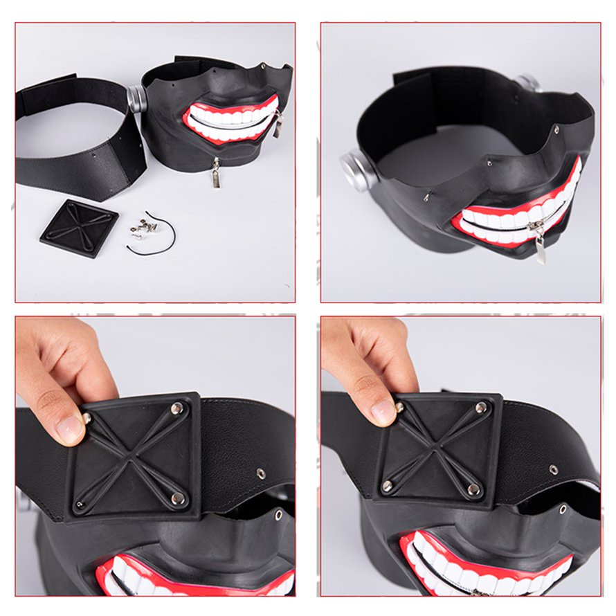 Đồ dùng cho Halloween Tokyo Ghoul Kaneki Ken 3D Pu Leather Mask Mặt nạ Cosplay