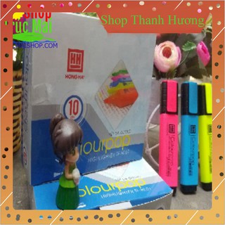Hộp 10 cây Bút dạ quang, bút nhớ Hồng Hà