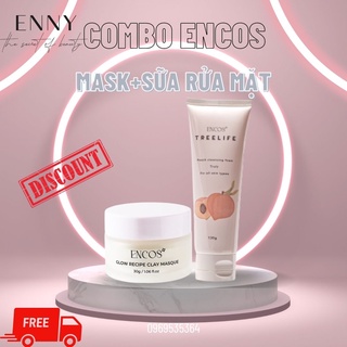 Combo Encos gồm Sữa Rửa Mặt Enny và Mặt Nạ Đất Sét Làm Sạch Dịu Nhẹ, Kềm Dầu, Se Lỗ Chân Lông