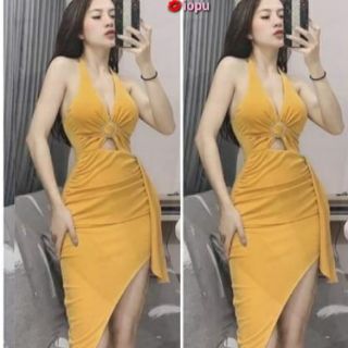 Đầm body cổ yếm vạt xéo