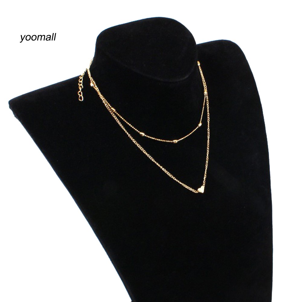 Vòng choker nhiều lớp phối mặt hình trái tim thời trang sang trọng cho nữ