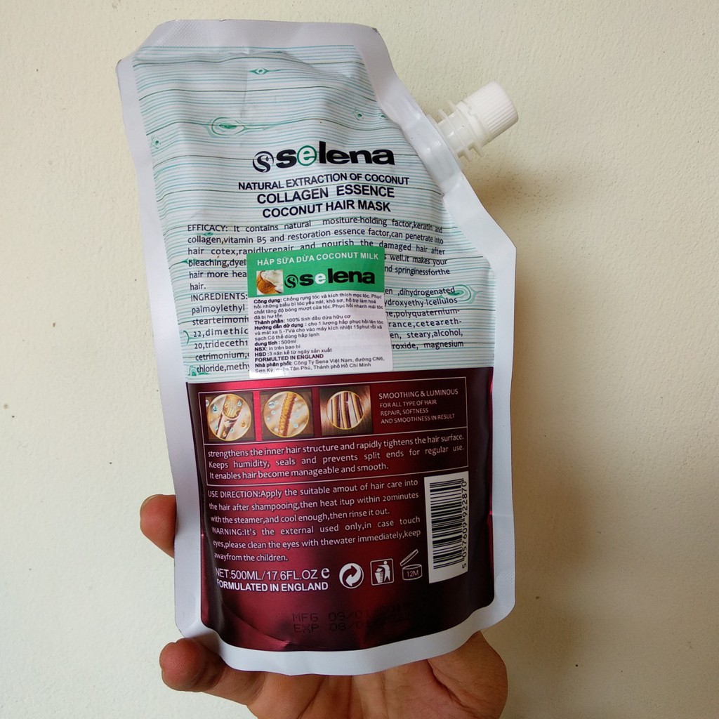 Dầu hấp tóc phục hồi hư tổn Dừa Selena organic giúp tóc mềm mượt 500ml | BigBuy360 - bigbuy360.vn