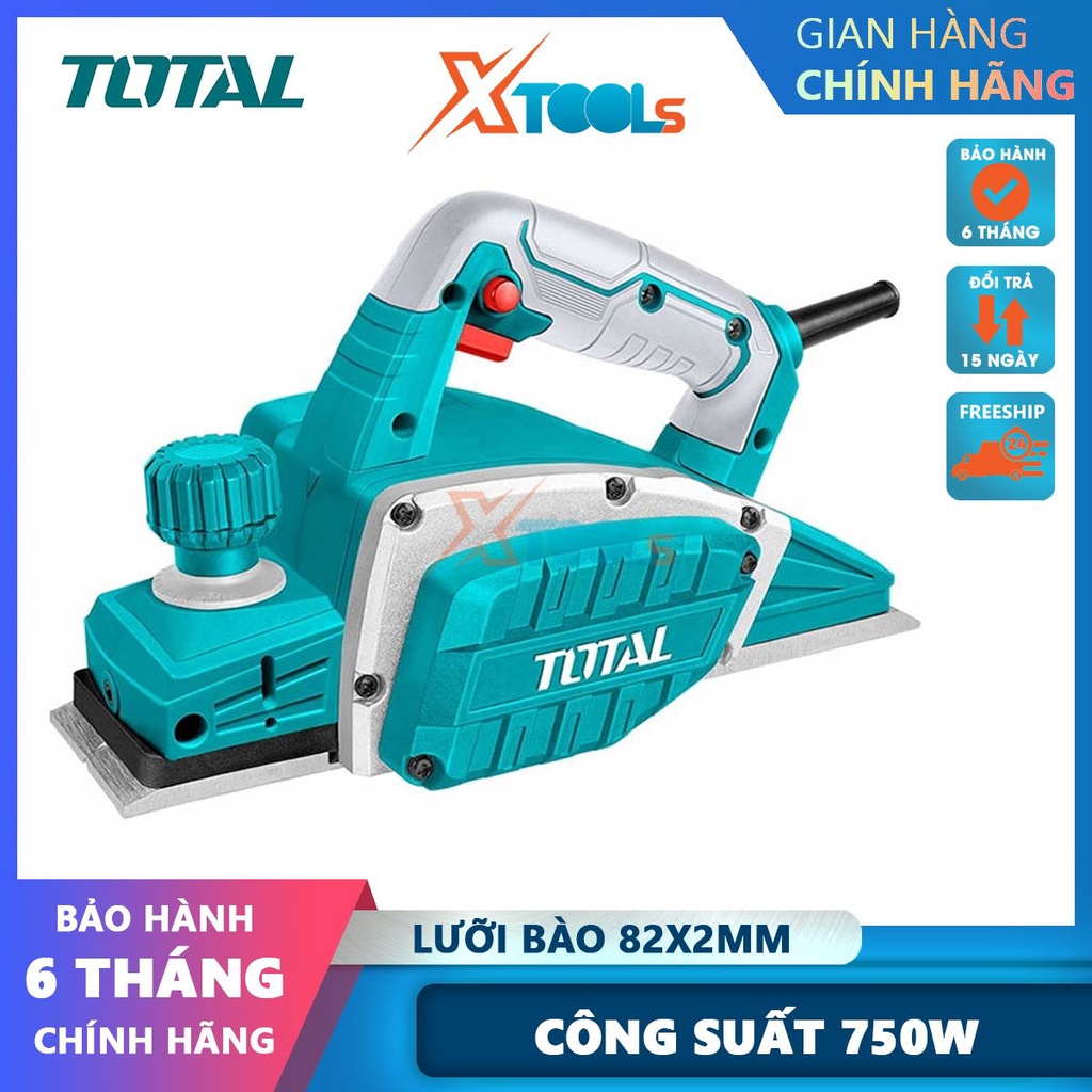 Máy bào gỗ điện cầm tay 750w lưỡi bào 82x2mm Total TL7508226 đế nhôm nặng, nắp bên bằng nhôm kèm 1tuýp-CHÍNH HÃNG-XTOOLS