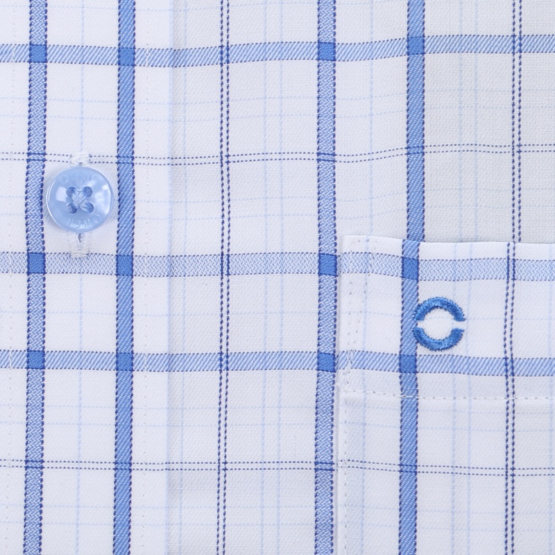 Áo sơ mi ngắn tay Nam Owen Bamboo Bodyfit Trắng in xanh - BA23772N