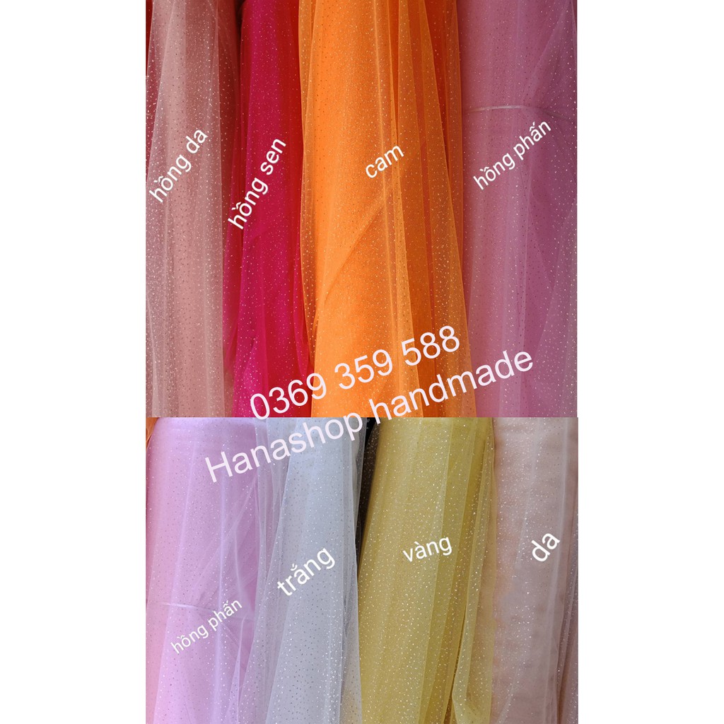 Vải Voan Lưới Kim Tuyến Lấp Lánh, Chất Mềm, Mịn