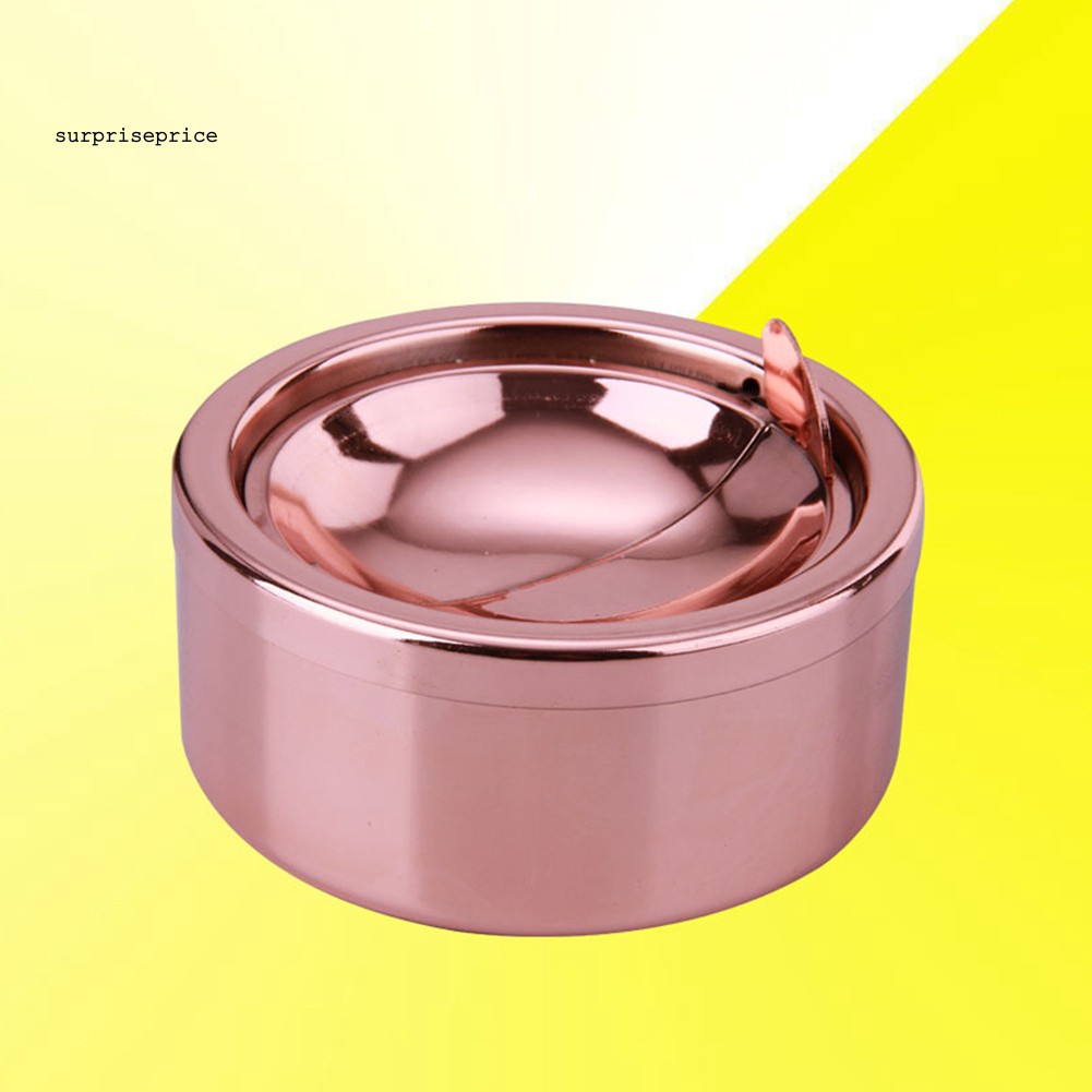 Gạt tàn thuốc lá bằng thép không gỉ hình tròn có nắp đậy tiện lợi