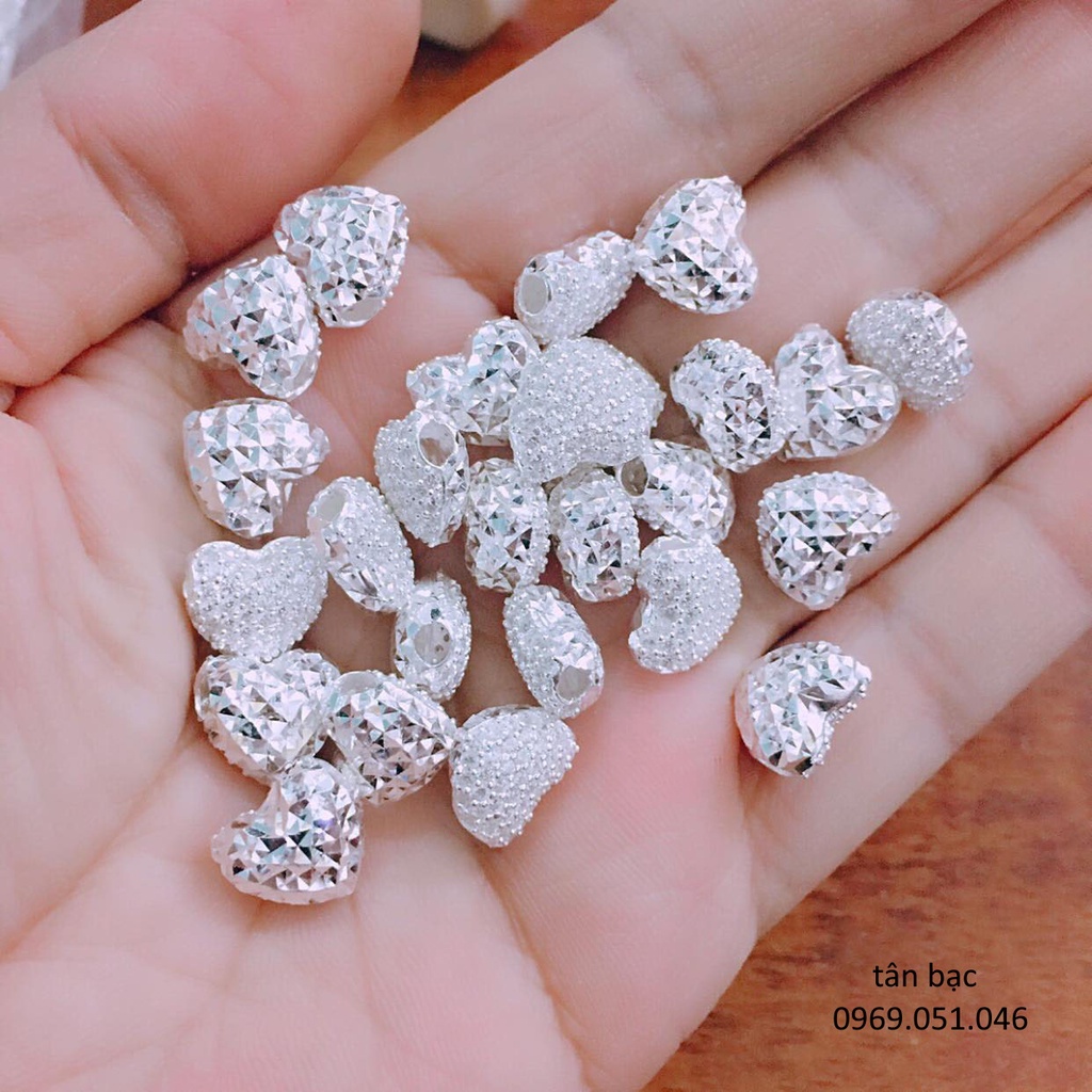 mặt dây chuyền xinh , mặt trái tim trắng sáng đính đá cao cấp
