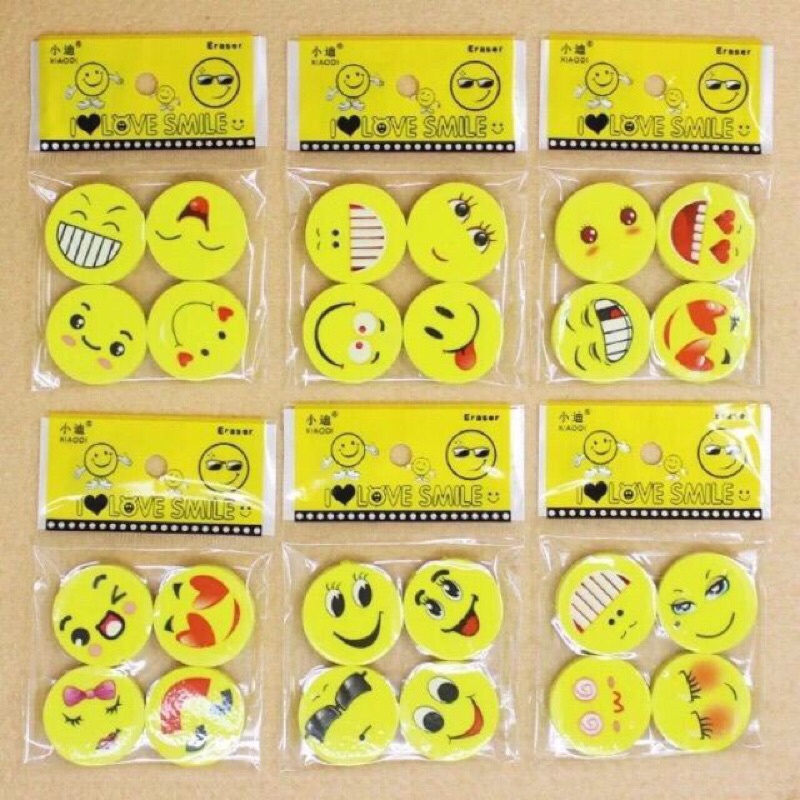 Sét 4 Viên tẩy mặt cười