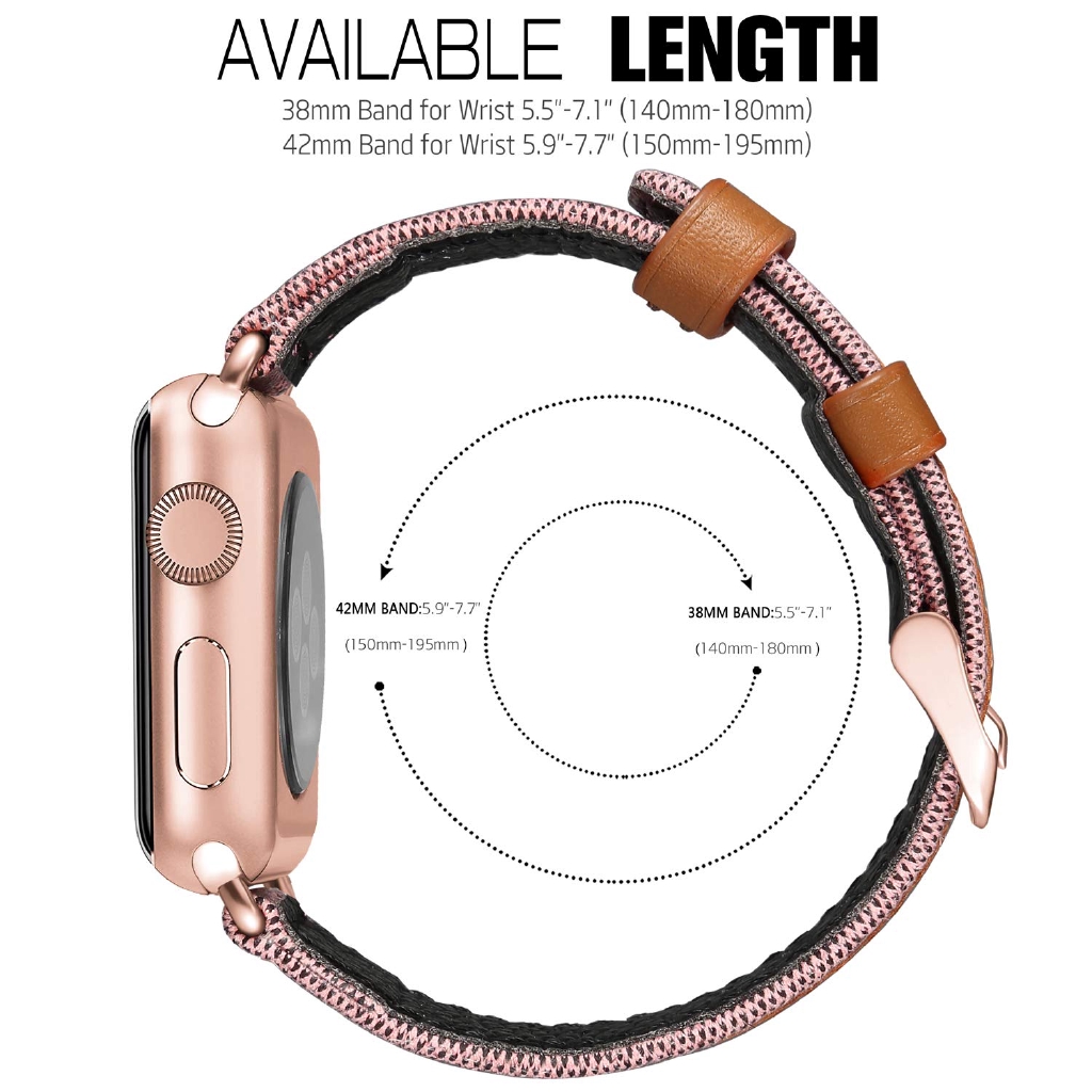 Canvas Fabric Straps Genuine Leather for iwatch Apple Watch Series 1 2 3 4 5 6 SE 7 8 38mm 42mm 40mm 44mm 41mm 45mm ultra 49mm