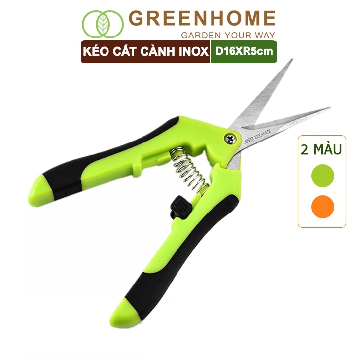 Kéo cắt cành, D15,5xR4,5cm, inox, mũi nhọn, siêu bén, không gỉ, có khoá an toàn, nhiều màu lựa chọn |Greenhome