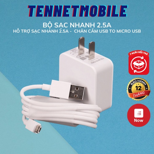 Combo Bộ Cục Củ Sạc Và Dây Cáp Sạc Nhanh O̲p̲p̲o̲ Micro Usb 2.5A Dây dài 1 mét dùng cho Android