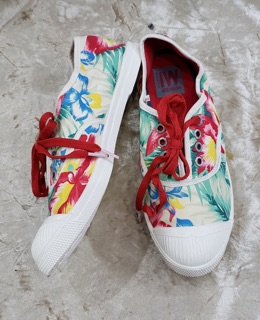Giày Vải canvas in Hoa Rách Bé Gái