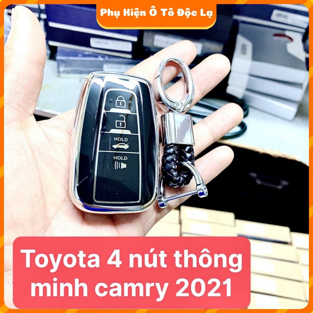 Bao chìa khoá xe Toyota Camry 2020 silicon mạ crom kèm móc khóa cao cấp