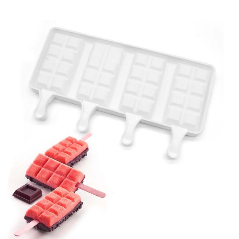 Khuôn Silicone Làm Kem Que 4 Ngăn Tiện Dụng