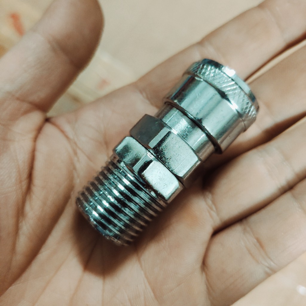 10 bộ nối dây hơi nhanh khí nén, Bộ nối nhanh đuôi ren ngoài 21mm