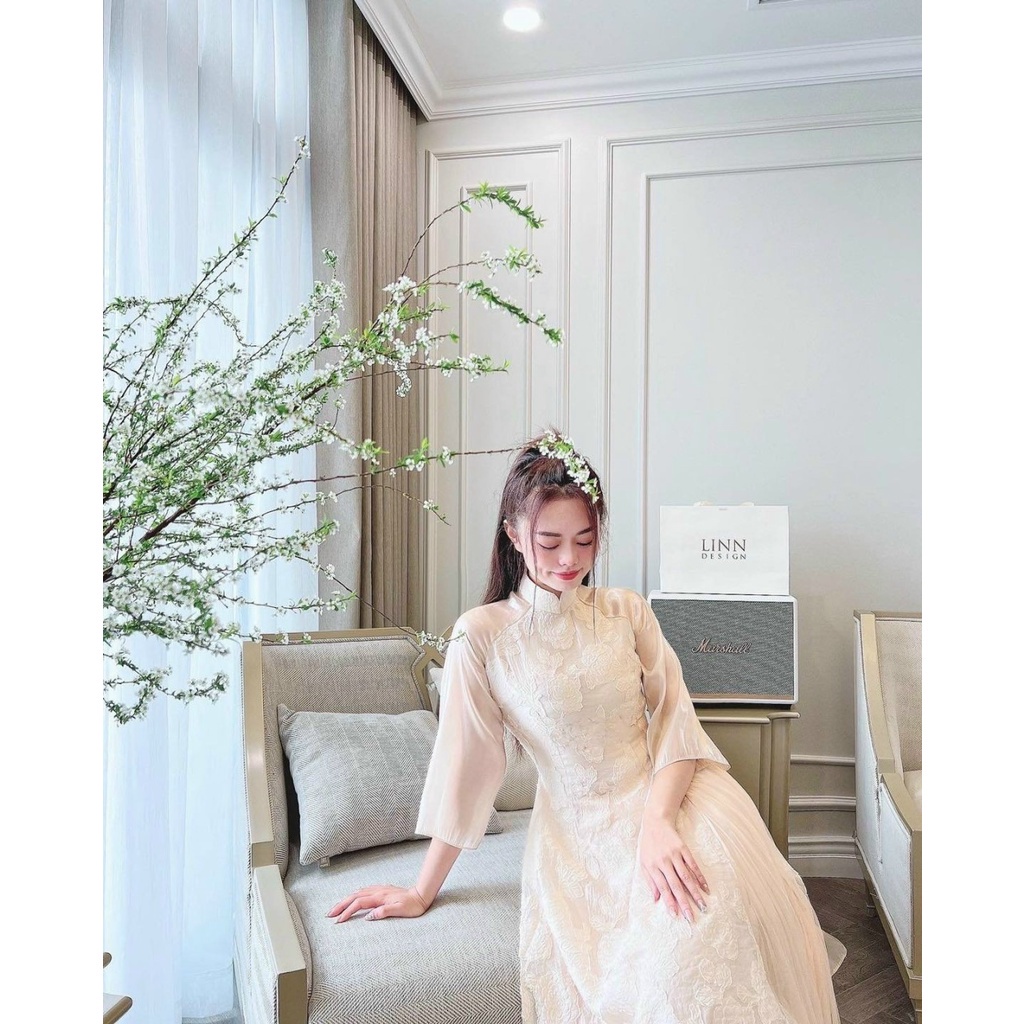 Áo dài cách tân 4 tà Vân Hi Thiết kế  cổ tròn  đơn giản phù hợp cho các nàng