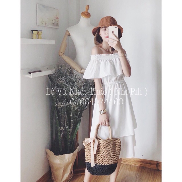 Váy bẹp vai 2 tầng