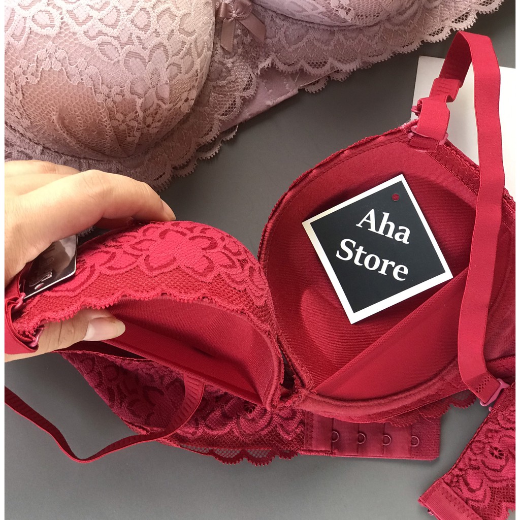 Áo lót ren Thái Lan Sister Hood nâng ngực,  không gọng hàng cao cấp siêu nâng đẩy mút dày 5 cm