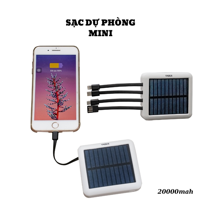 Sạc Dự Phòng Pin Sạc Hổ Trợ Năng Lượng Mặt Trời Khi Có Ánh  Sáng