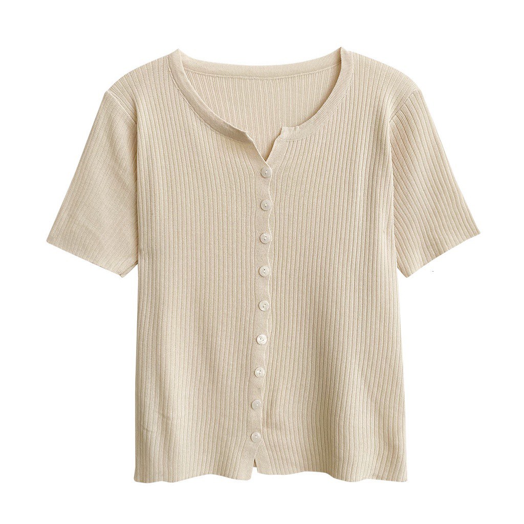 Áo khoác cardigan dệt kim tay ngắn cổ chữ V thời trang mùa hè Hàn Quốc 172091 cho nữ | BigBuy360 - bigbuy360.vn
