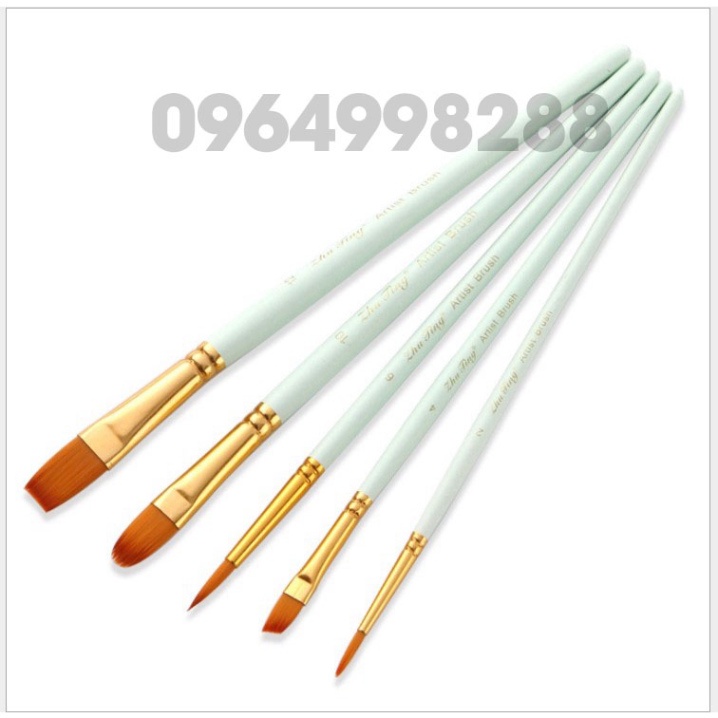 Bộ cọ 5 chi tiết cao cấp🌈chuyên vẽ acrylic🔥màu bột🔥sơn dâu🔥màu nước