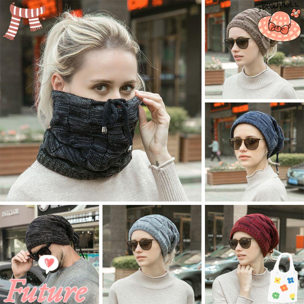 Mũ beanie Dệt Kim Co Giãn 5 Màu Trơn Thời Trang Dành Cho Nam Nữ