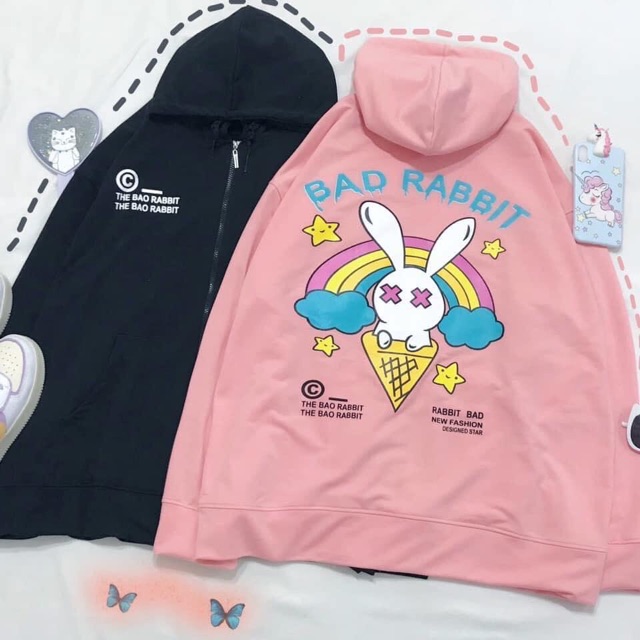 ÁO KHOÁC DÂY KÉO / HOODIE ZIP UNISEX BAD RABBIT