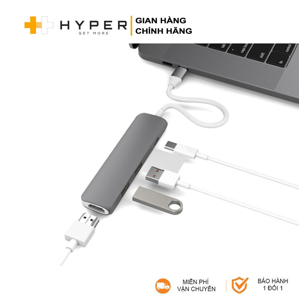 Cổng chuyển HyperDrive 4-in-1 HDMI 4K, USB-C Hub cho Macbook &amp; Devices - GN22B - Phân phối chính hãng