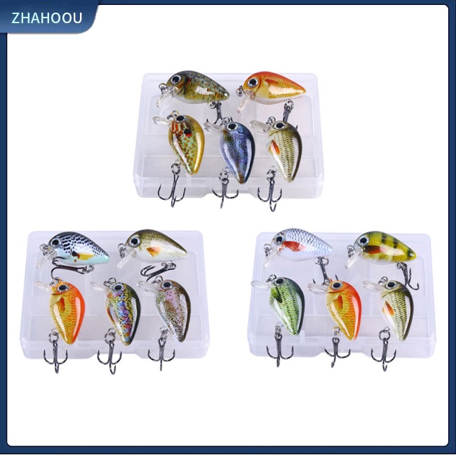 ☃Nhà☃ Set 5 Mồi Câu Cá Nhân Tạo Mini 5 Màu Sắc 1.5g Kèm Hộp Đựng