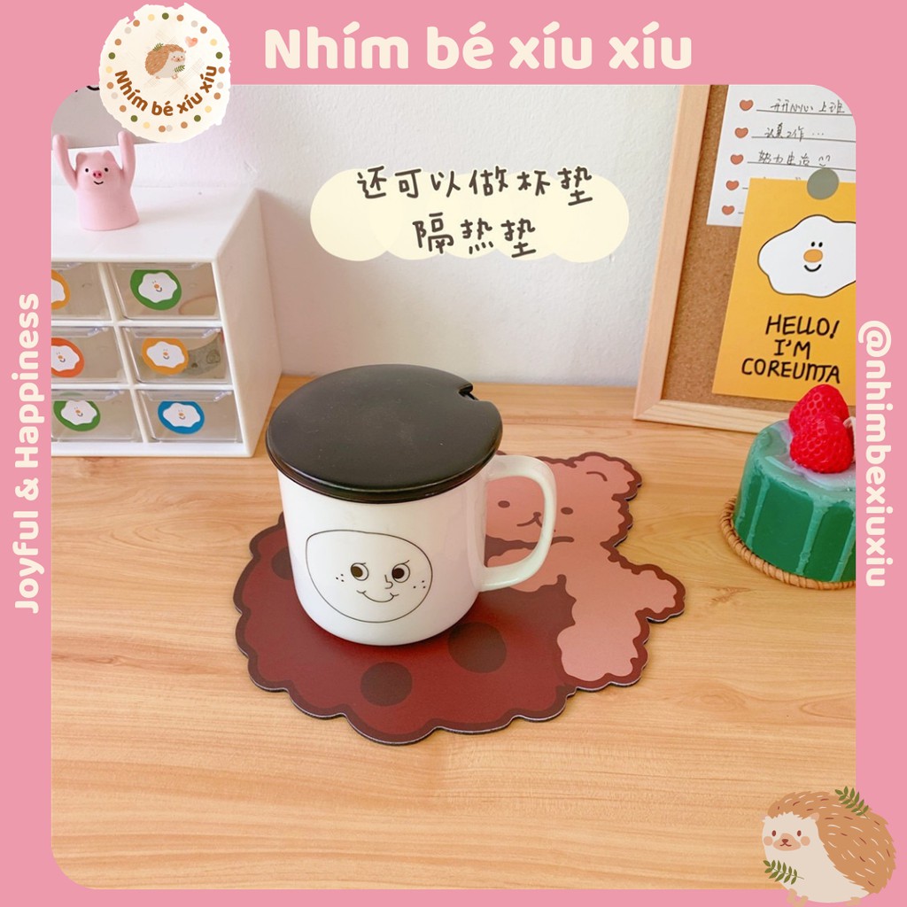 Miếng lót chuột gấu nâu mouse pad cute tấm di chuột chống thấm nước VT239