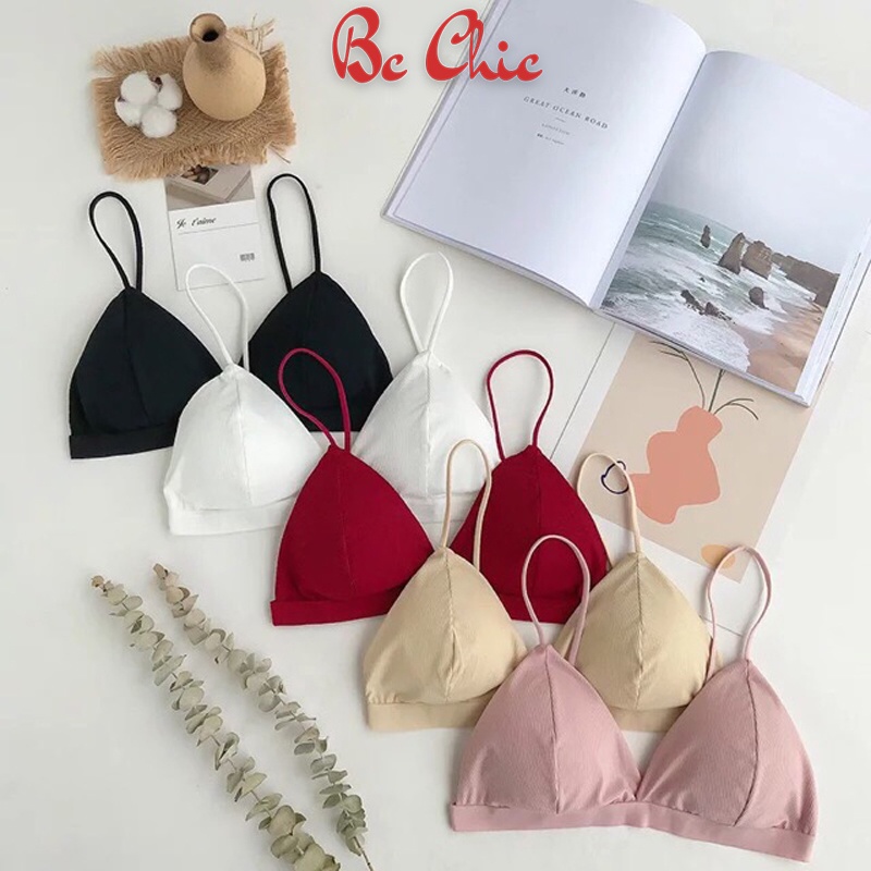 Áo Ngực Nữ , Áo Bra Thun nâng ngực phối viền chun kèm dây nhỏ điệu đà mã B8819 BC_CHIC LINGERIE