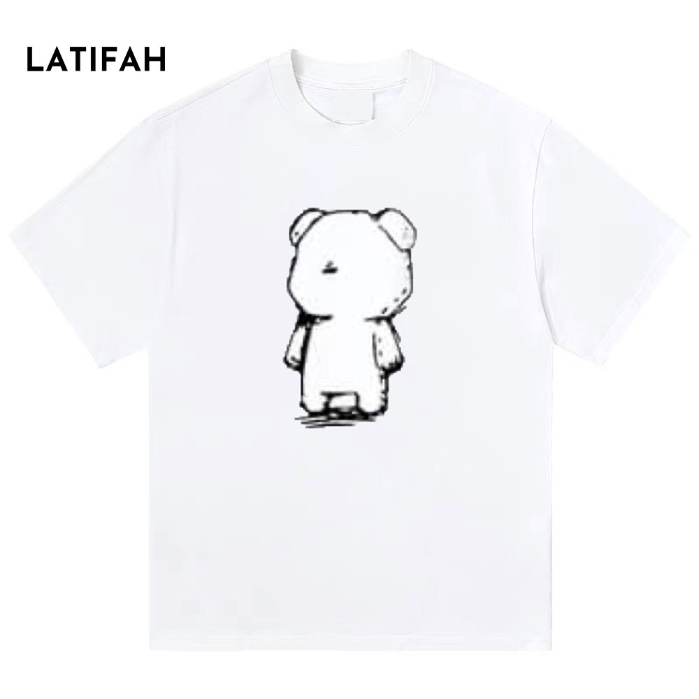 Áo thun unisex tay lỡ Latifah form rộng in hình CON GẤU AT06 chất vãi dày dặn co giãn 2 chiều