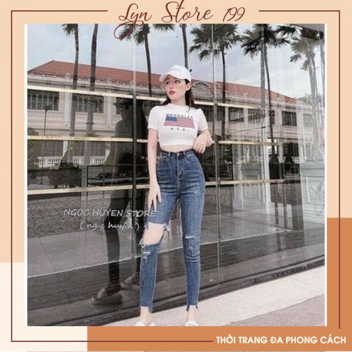 Quần Jeans, Quần Bò Dáng Ôm Rách Xước Phối Cá Tính Đủ Size 1 Màu Duy Nhất Mã Q8