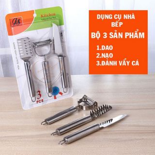 ✨SIÊU SALE✨Bộ dụng cụ nhà bếp Dao + Nạo + Đánh vảy cá - nạo dừa inox cao cấp
