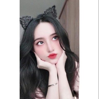 [Sẵn] Cài ren tai mèo đen