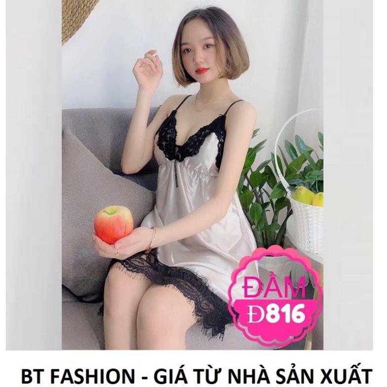 Đầm Ngủ Mặc Nhà Quyến Rũ BT Fashion, Mix Ren Đen Gợi Cảm Sang Trọng  DN01