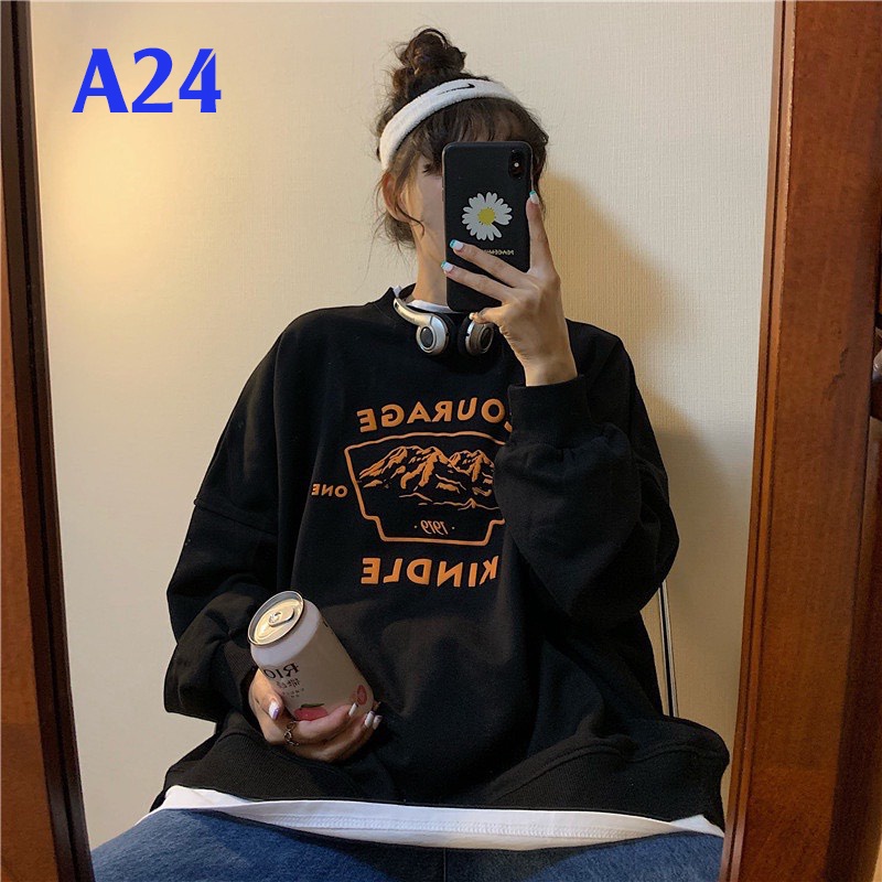 Áo Nỉ Bông Thời Trang UNISEX Hoạ Tiết Chữ COURAGE 🍊/ SWEATER FREESIZE 💜 MiQa 💜 #06 | BigBuy360 - bigbuy360.vn
