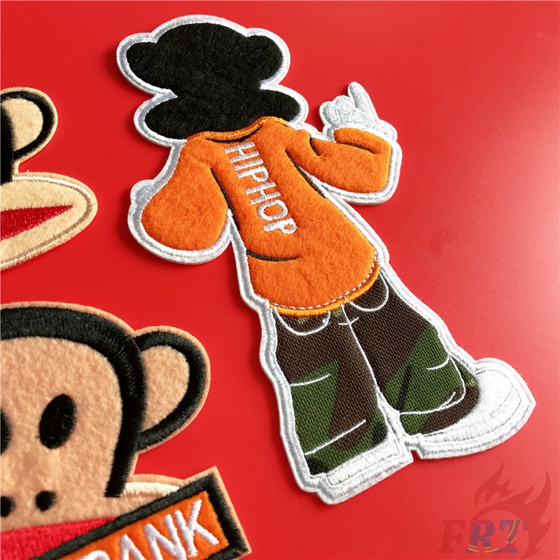 Nhãn ủi thêu hình logo Paul Frank dùng vá quần áo