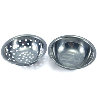 Bộ 2 thau rổ inox 24 cm Rainy cao cấp (XTT-ThAU 24)